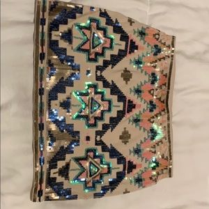 Express XS Sequin multicolor patterned mini skirt
